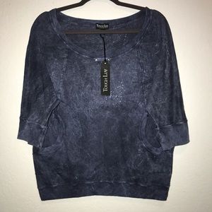 Blue tie dye dolman top